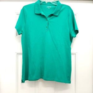 Lands' End Women's Green Polo Shirt size large